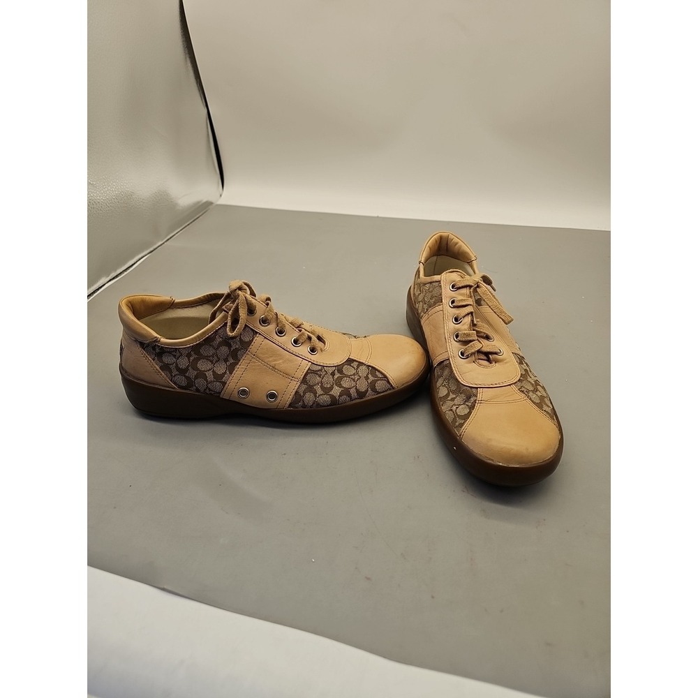 Vintage Coach Sneakers Atlantic Shoes Beige Logo Size 8 Preppy Retro Italy